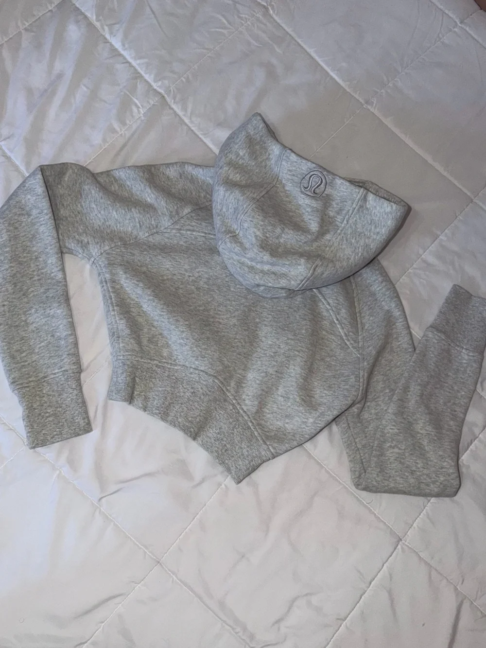 Lululemon Grey Cropped Scuba Full-Zip Hoodie